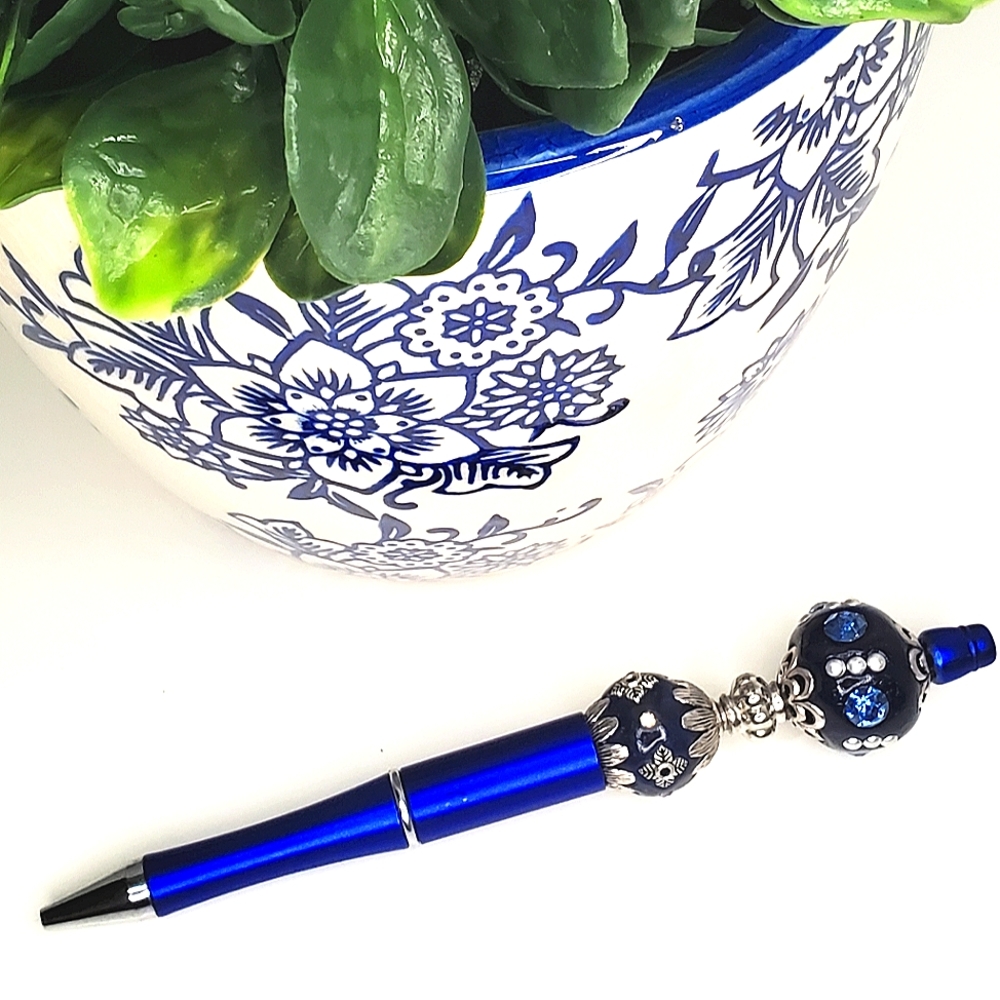 Galaxy Blue Beaded Pen